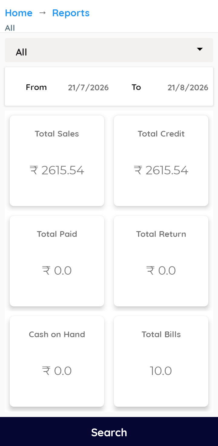 BillPad app — reports